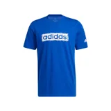 Remera azul de algodón con logo de Adidas estampado en el pecho.