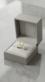 Anillo de plata con cristal cuadrado de color ámbar facetado.
