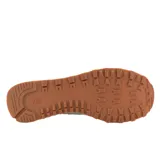 Championes New Balance modelo WL574PG2, color celeste con detalles en blanco, confeccionados en gamuza y malla, con logo "N" característico en los laterales y entresuela ENCAP.