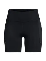 Short deportivo tipo calza de tiro alto, confeccionado en tejido HeatGear de secado rápido y alta elasticidad. Presenta diseño ajustado con bolsillos laterales, bajo sin dobladillo y detalles reflectantes para mayor visibilidad.