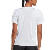 Remera deportiva Adidas Run It para mujer, color blanco con logo gris en el pecho.