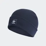 Gorro de lana Adidas azul marino con logo del trifolio bordado en blanco.