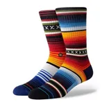 Medias de caña media Stance con diseño de rayas horizontales multicolores estilo serape, con puntera y talón reforzados.