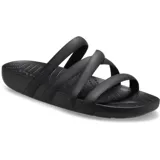 Sandalias Crocs Splash Strappy color negro, con tiras finas y plantilla ahuecada.