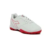 Championes de fútbol Diadora Futbol Halo Tf T, color blanco con detalles en rojo coral.