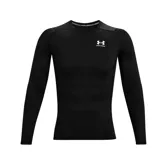 Remera de compresión Under Armour negra de manga larga con logo blanco en el pecho.