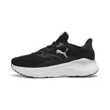 Championes Puma Softride Mayve para mujer, color negro con logo blanco y suela blanca.