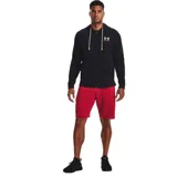 Campera Under Armour de hombre, color negro, con capucha y cierre frontal completo. Logo de la marca estampado en el pecho.