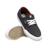 Zapatillas urbanas Etnies Jameson Vulc LS, color gris oscuro, con interior naranja y suela blanca.