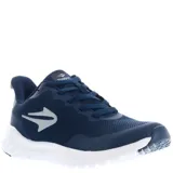 Championes deportivos Topper modelo Strong Pace III, color azul marino con detalles en gris. Presentan capellada de malla transpirable con refuerzos sintéticos, cierre con cordones y suela blanca con tecnología amortiguadora.