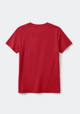 Remera básica azul de manga corta y corte slim, con escote redondo.