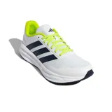 Championes deportivos Adidas Galaxy Star 2.0 para hombre, color blanco con detalles en azul marino y cordones y forro interior en tono verde lima vibrante.