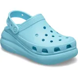 Zuecos Crocs modelo Classic Crush, con diseño de plataforma elevada y correa trasera pivotante. Presentan perforaciones en la parte superior para ventilación y personalización con Jibbitz.