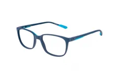 Armazón de acetato color azul con detalles en celeste, de la marca NYY, modelo GG008.