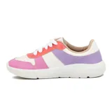 Championes Moleca de estilo casual con cordones, suela blanca y diseño multicolor en tonos verde, blanco, fucsia y naranja.