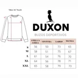 Buzo negro con mangas color rosa pálido y texto estampado en blanco que dice 'Reliable Duxon Collection'.