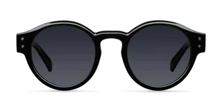 Lentes de sol redondos negros con lentes polarizados negros, protección UV400 y armazón de policarbonato francés.