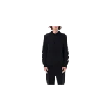 Hoodie de felpa negra Golden Goose Deluxe Brand, con capucha ajustable con cordones, bolsillo tipo canguro y estampado de estrellas blancas a lo largo de las mangas.