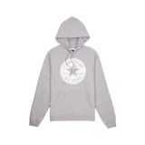 Canguro gris con capucha y logo Converse All Star estampado en el pecho. Tiene bolsillo tipo canguro y puños y cintura acanalados.