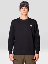 Buzo de cuello redondo en color negro, confeccionado en mezcla de algodón. Presenta un pequeño logo bordado en el pecho y acabados acanalados en puños y ruedo.