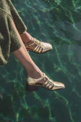 Pollera larga marrón de tejido de punto, con forro de lino y cintura elástica.