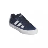 Championes adidas Court TNS Premiere de estilo urbano, confeccionados en lona azul marino con refuerzos de gamuza al tono. Presentan las icónicas tres tiras laterales en color blanco, suela de goma blanca y detalle de logo del trébol bordado en el talón.