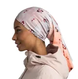 Cuello multifuncional Buff fabricado con tejido PrimaLoft Bio, con diseño estampado en tonos rosados y blancos. Es una prenda versátil, elástica y cálida, ideal para protegerse del frío.