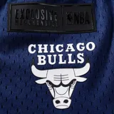 Short de básquetbol negro con tejido de malla, cintura elástica con cordón de ajuste gris y detalles de franjas grises en el ruedo. Incluye un pequeño escudo de equipo de la NBA en la parte inferior.