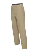 Pantalón beige de corte moderno y tiro medio, con tecnología Natural Flex que proporciona elasticidad y libertad de movimiento. Pertenece a la línea Smart Travel y cuenta con bolsillos laterales y traseros.
