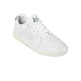 Zapatillas éS Accel Slim blancas de cuero con detalles en verde en el logo y el talón.