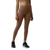 Calza deportiva color marrón de tiro alto, con bolsillos laterales y tecnología NB DRYx que absorbe la humedad.