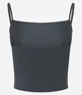 Top cropped de tirantes finos, escote cuadrado y corte ajustado, color rojo oscuro.