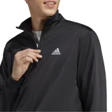 Conjunto deportivo Adidas, modelo Linear Logo Tricot, color negro con detalles blancos. Incluye campera con cierre frontal y pantalón con cintura elástica.