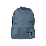 Mochila Reef azul con estampado geométrico en color naranja.