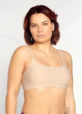 Soutien top color piel de microfibra sin costuras, con breteles regulables y copas removibles.