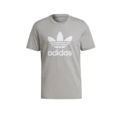 Remera gris de algodón con logo Adidas Trefoil estampado en blanco en el pecho.