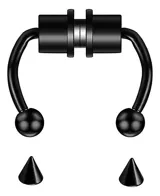 Piercing falso para el tabique nasal, con imán, color dorado. Incluye dos puntas y dos bolitas intercambiables.