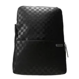 Mochila negra con diseño a cuadros, compartimento para notebook y logo North Sails.