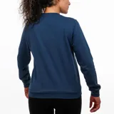 Buzo azul marino de cuello redondo con logo de Pony estampado en blanco en el pecho.