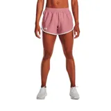 Short Under Armour de mujer, color negro, con cintura elástica, calza interior de malla y logo estampado en la pierna.