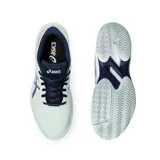 Championes de tenis Asics Gel-Game 9, color blanco con detalles en azul marino.