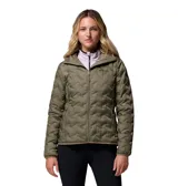 Campera técnica Columbia con tecnología Omni-Heat termorreflectante y construcción HeatSeal sin costuras. Presenta un diseño acolchado con cierre frontal, capucha integrada, bolsillos laterales con cierre y puños elásticos.