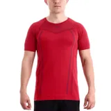 Remera deportiva Diadora T1 2nd Skin, color rojo, de manga corta y cuello redondo.