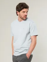 Remera color ladrillo de algodón con cuello redondo y logo bordado en blanco en el pecho.