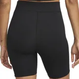 Shorts de ciclismo negros de tiro alto Nike, con logo blanco en la pierna izquierda.