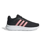 Championes Adidas Lite Racer, color negro con las tres tiras laterales en rosa y suela blanca con tecnología Cloudfoam.