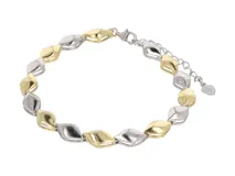 Pulsera de plata 925 con baño de oro y eslabones en forma de rombos dorados y plateados.