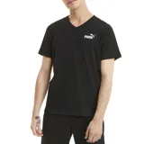 Remera Puma de hombre color negro, de corte clásico, con cuello en V y logo estampado en el pecho.