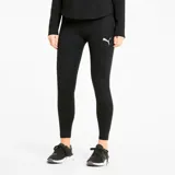 Calza deportiva Puma Active Tights de mujer, color negro, con logo estampado en la pierna. Confeccionada con tecnología dryCELL para mantenerte seca y cómoda durante el ejercicio.