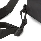Mochila mini Puma Prime Class negra con estampado sutil, cierre principal, bolsillo frontal con cierre, bolsillo interno, correas ajustables y desmontables, asa de mano y logo Puma metálico.